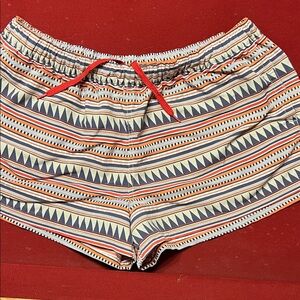 Patagonia Women's Geometric Patterned Shorts - Red, Blue, White